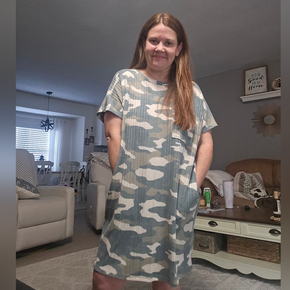 Entro Camouflage Dress w Pockets, XL, Green